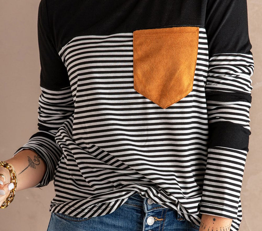 Striped Round Neck Long Sleeve T-Shirt
