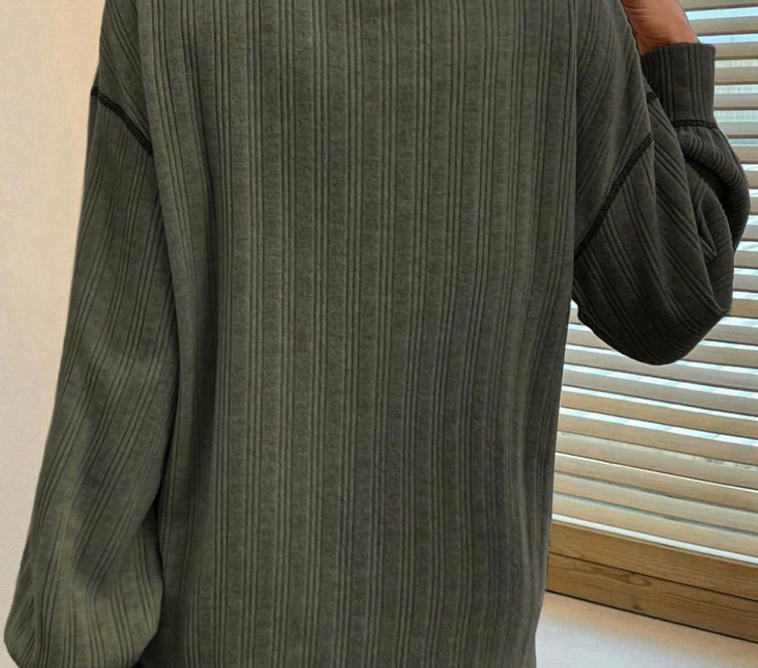 Mandy Contrast Stitching Round Neck Long Sleeve T-Shirt