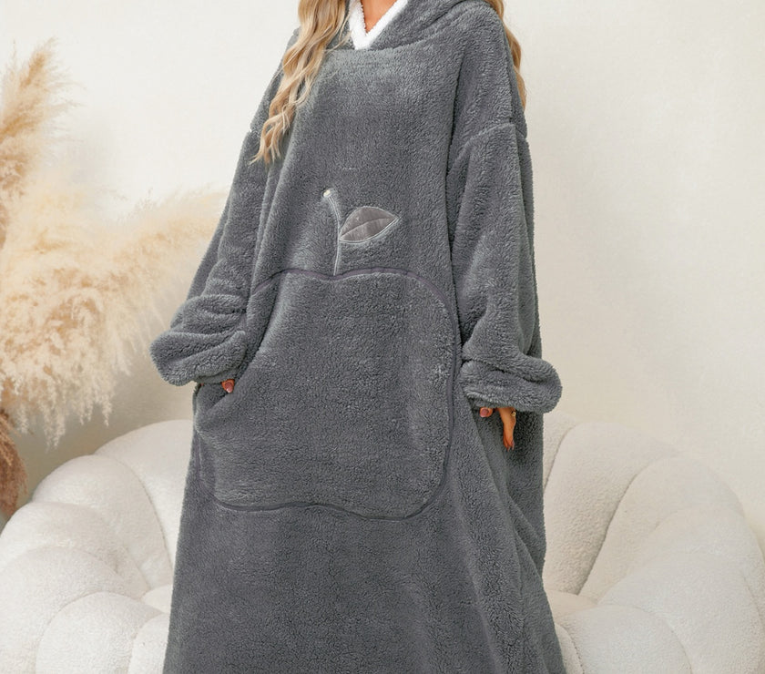 Pocketed Contrast Long Sleeve Hooded Lounge Dress