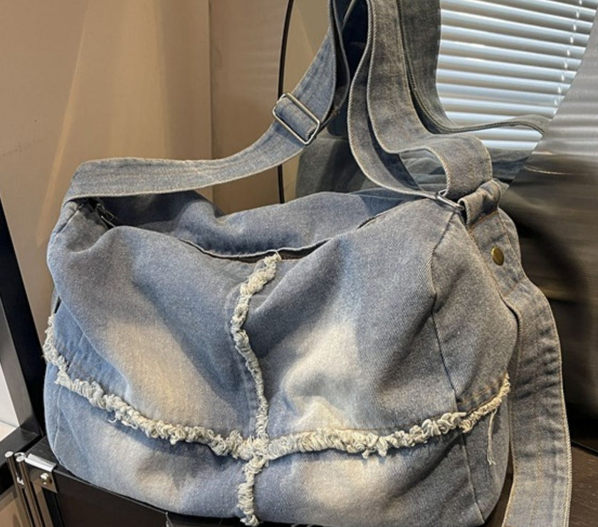 Raw Hem Gradient Crossbody Bag