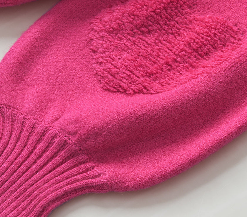 Pearl Trim Heart V-Neck Sweater