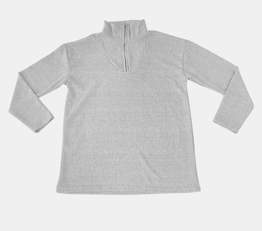 Full Size Quarter Zip Long Sleeve Top