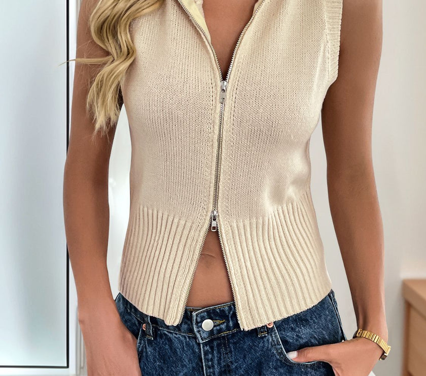 Perfee Zip Up Mock Neck Sweater Vest