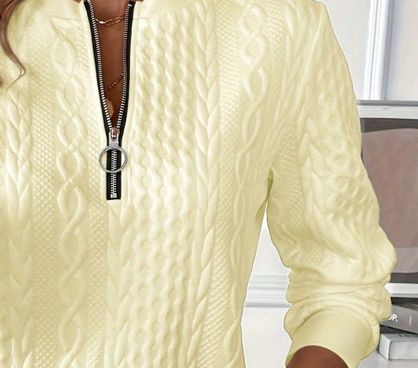 Texture Half Zip Long Sleeve Sweatshirt