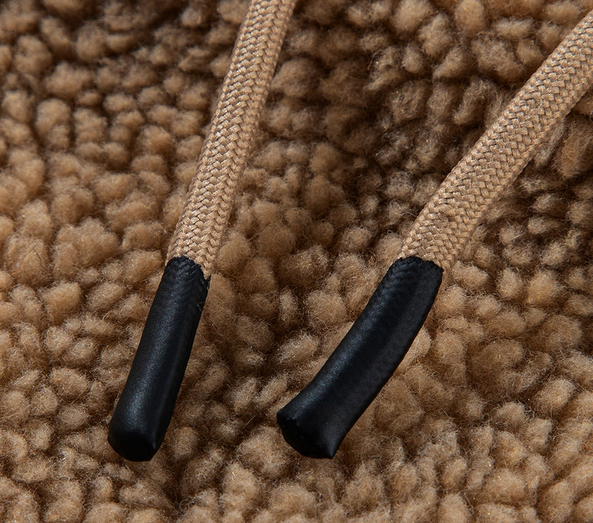 Drawstring Fleece Zip Up Hooded Jacket