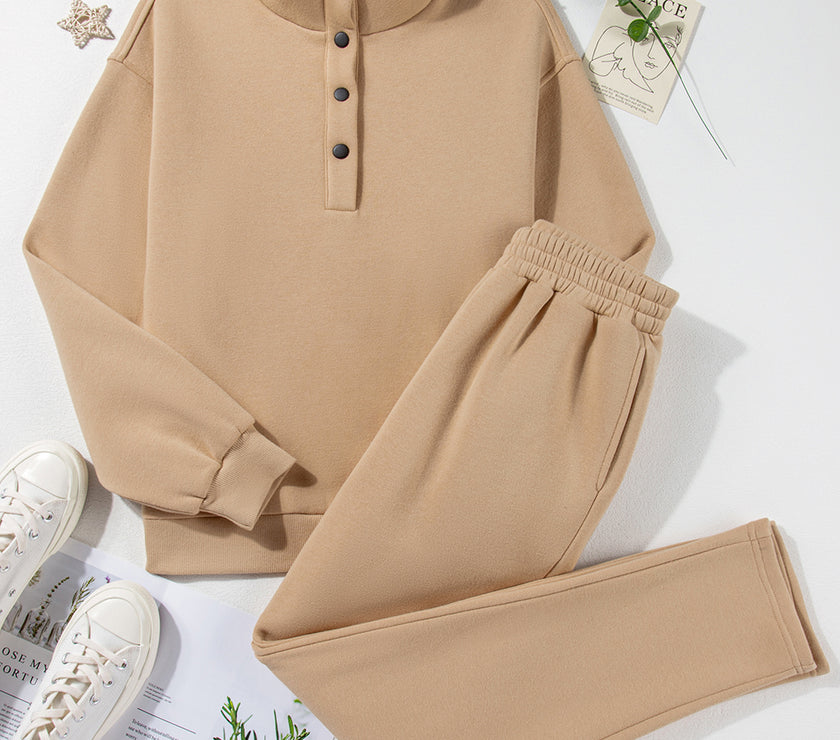 Half Snap Turtleneck Top and Pants Active Set