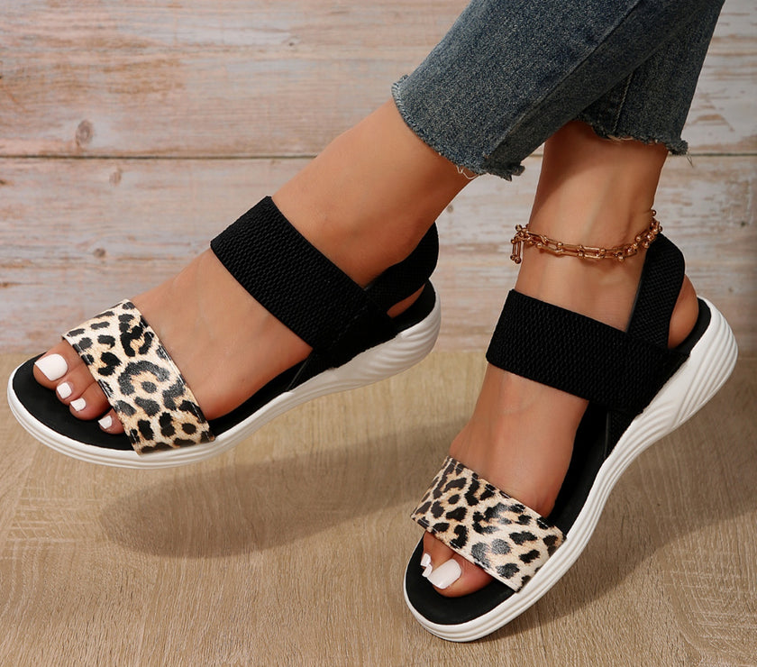 PU Leather Open Toe Low Heel Sandals