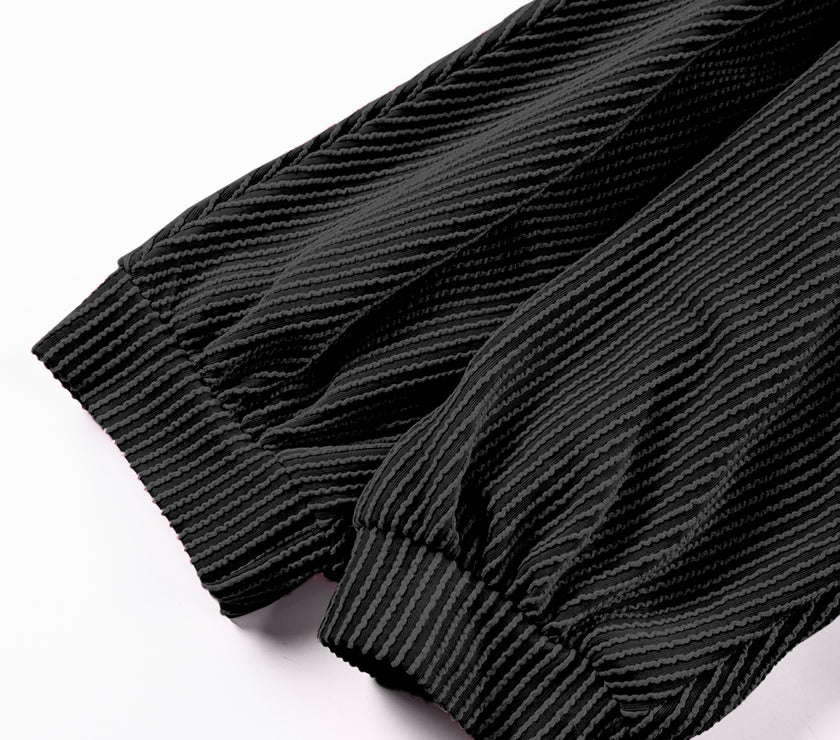 Texture V-Neck Long Sleeve Top