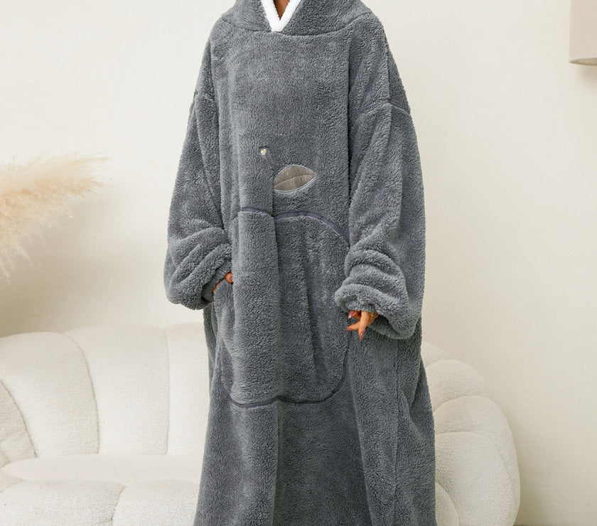 Pocketed Contrast Long Sleeve Hooded Lounge Dress