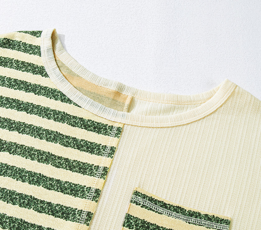 Striped Round Neck Long Sleeve Top