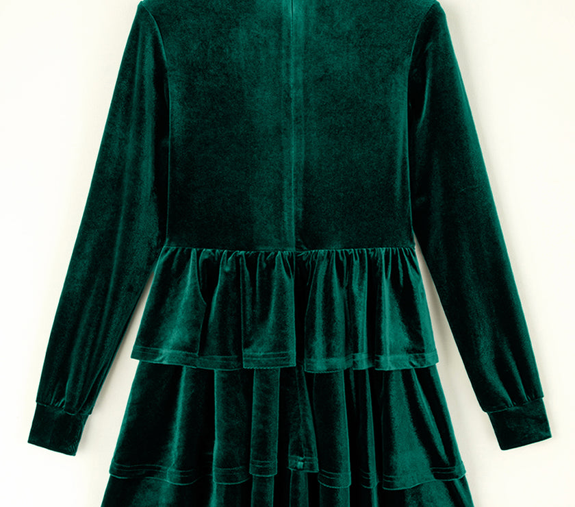 Ruffled Layered Long Sleeve Mini Dress