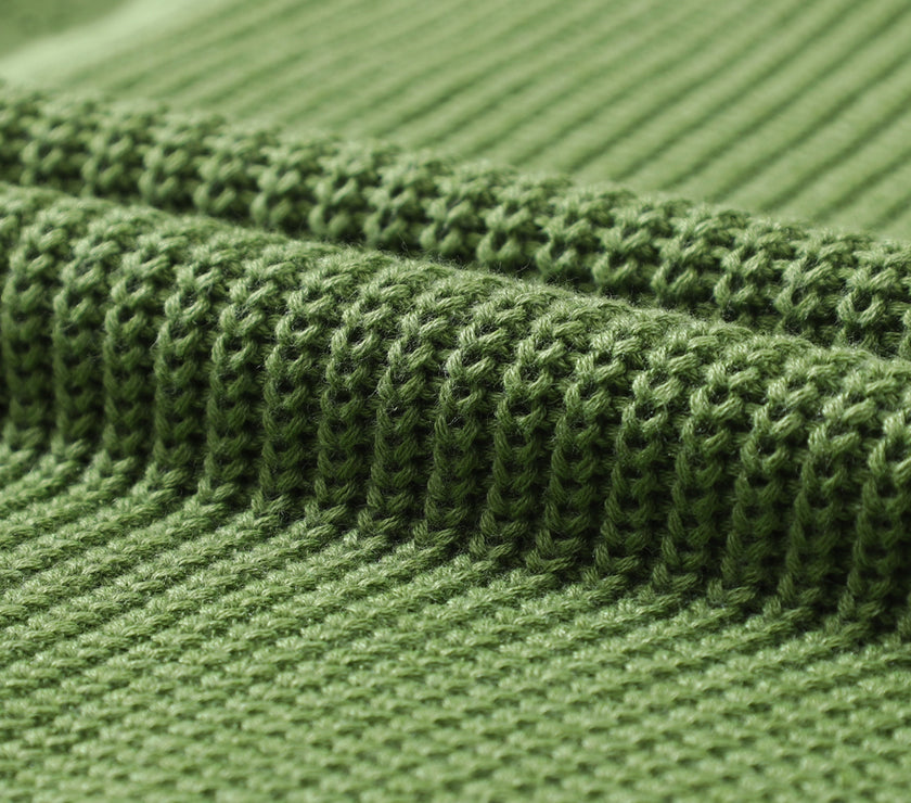 Eyelet Round Neck Drop Shoulder Sweater