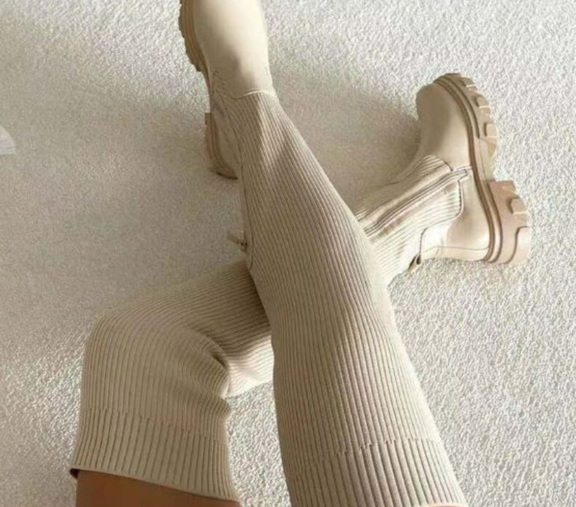 PU Leather Round Toe Platform Boots