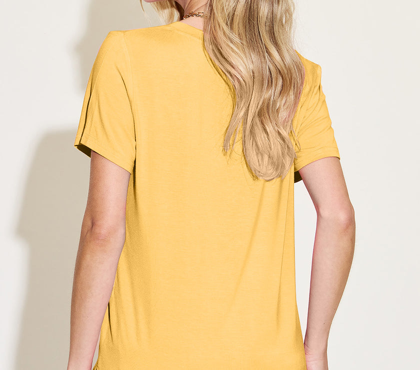 Basic Bae Bamboo Full Size V-Neck High-Low T-Shirt