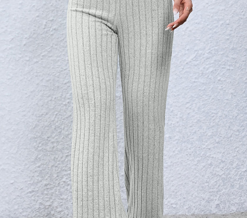 Basic Bae Full Size Ribbed High Waist Flare Pants