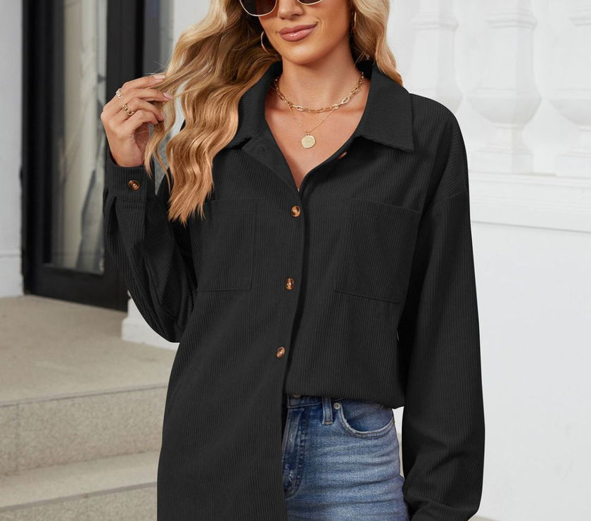 Button Up Long Sleeve Shirt with Breast Pockets