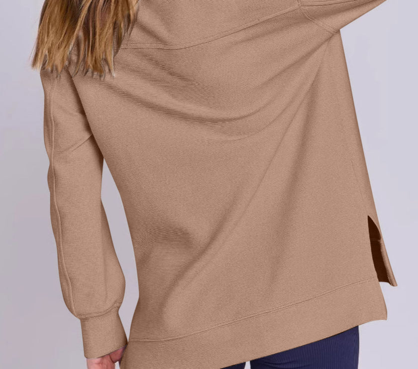 ฺHigh-Low Quarter Zip Long Sleeve Sweatshirt