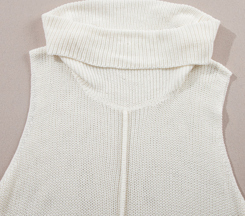 Central Seam Turtleneck Sleeveless Sweater Vest