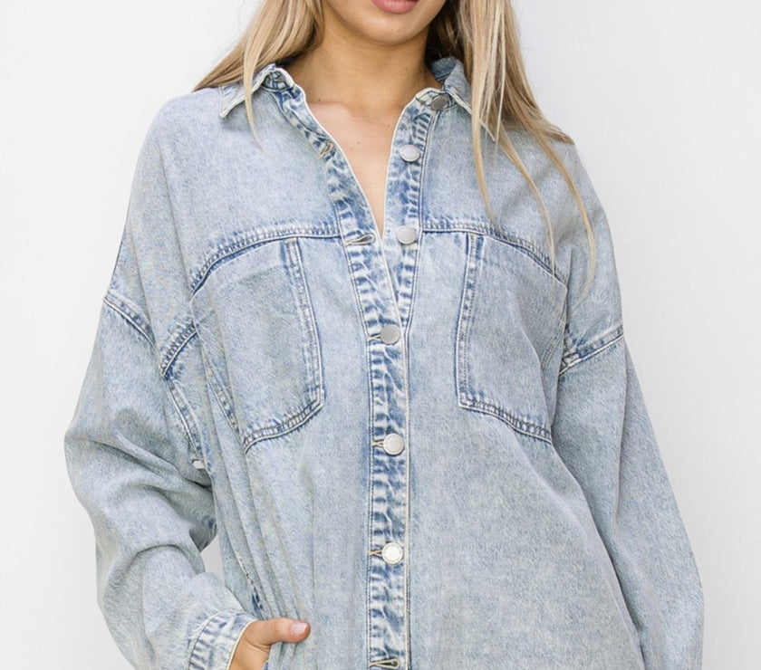 RISEN Button Up Long Sleeve Shacket