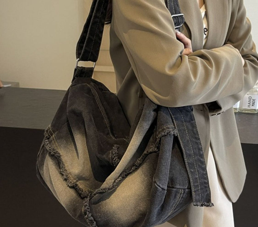 Raw Hem Gradient Crossbody Bag