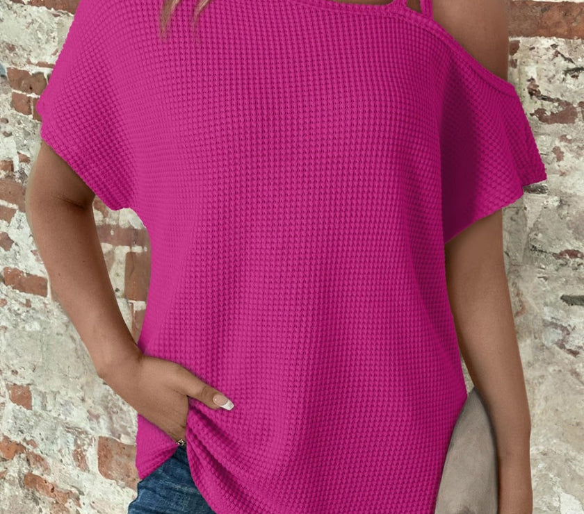 Asymmetrical Neck Short Sleeve T-Shirt