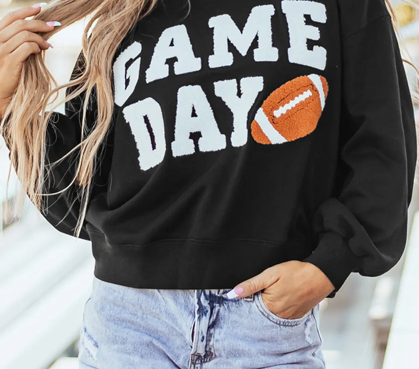 GAME DAY Round Neck Long Sleeve Sweatshirt