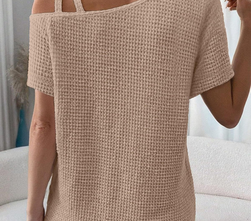 Asymmetrical Neck Short Sleeve T-Shirt