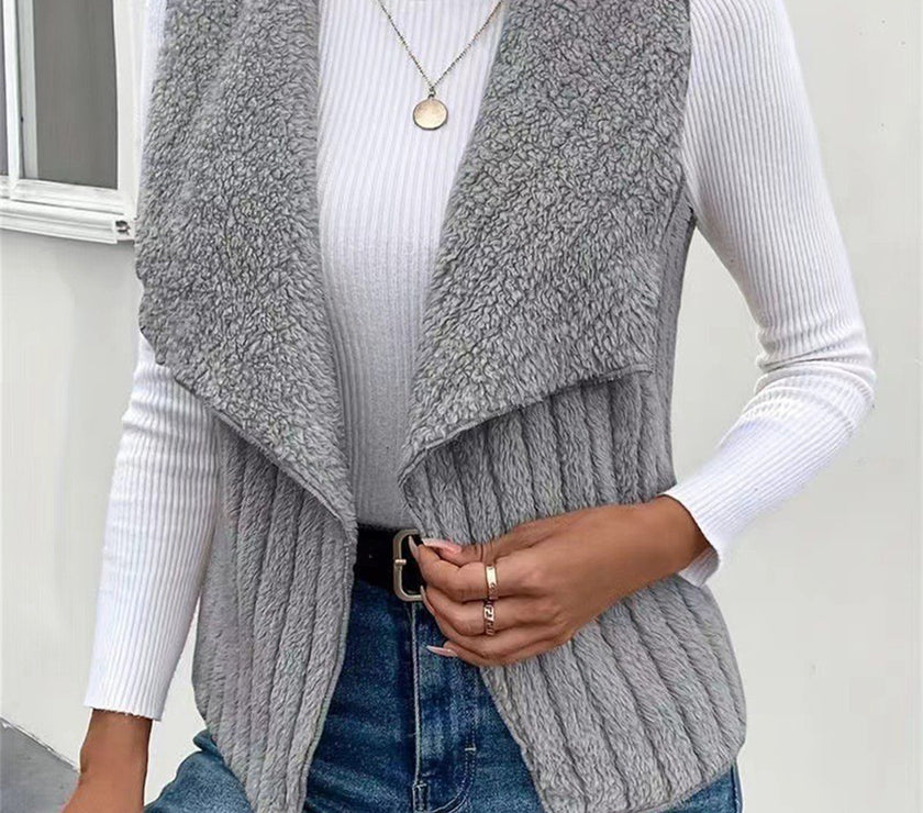 Open Front Fuzzy Vest Coat