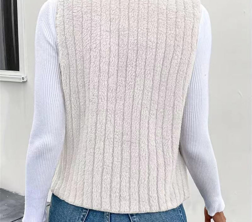 Open Front Fuzzy Vest Coat