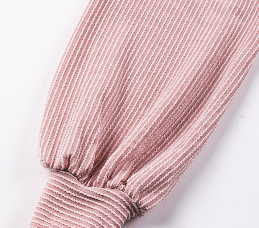 Texture V-Neck Long Sleeve Sweatshirt