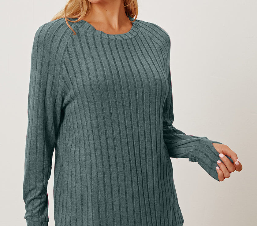 Basic Bae Full Size Ribbed Thumbhole Sleeve T-Shirt