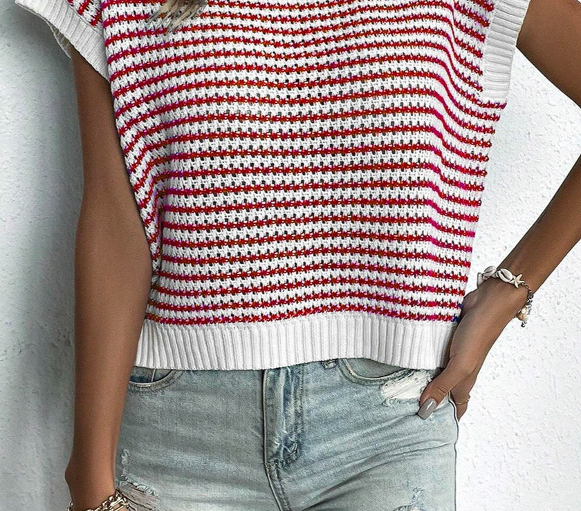 Striped Round Neck Sweater Vest