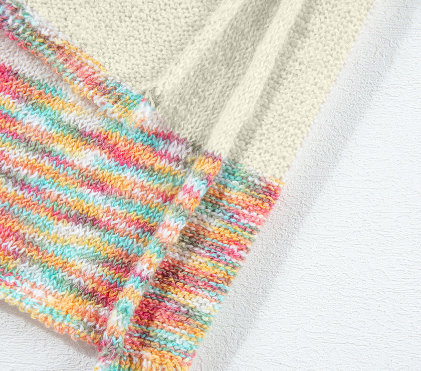 Contrast Half Button Long Sleeve Sweater