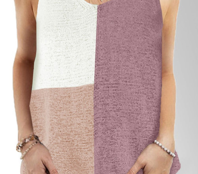 Color Block V-Neck Knit Vest