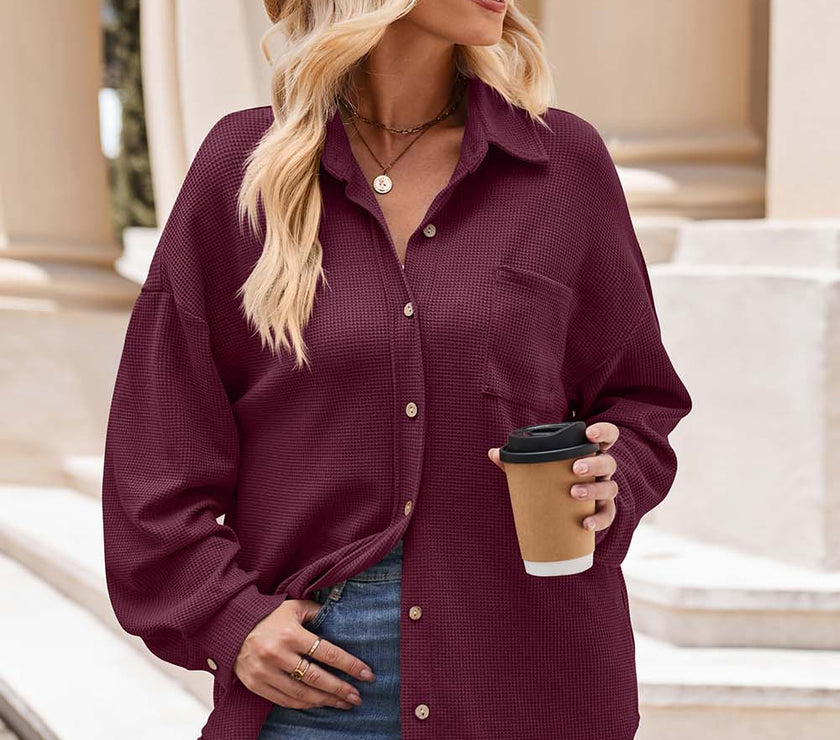Mandy Collared Neck Dropped Shoulder Shirt