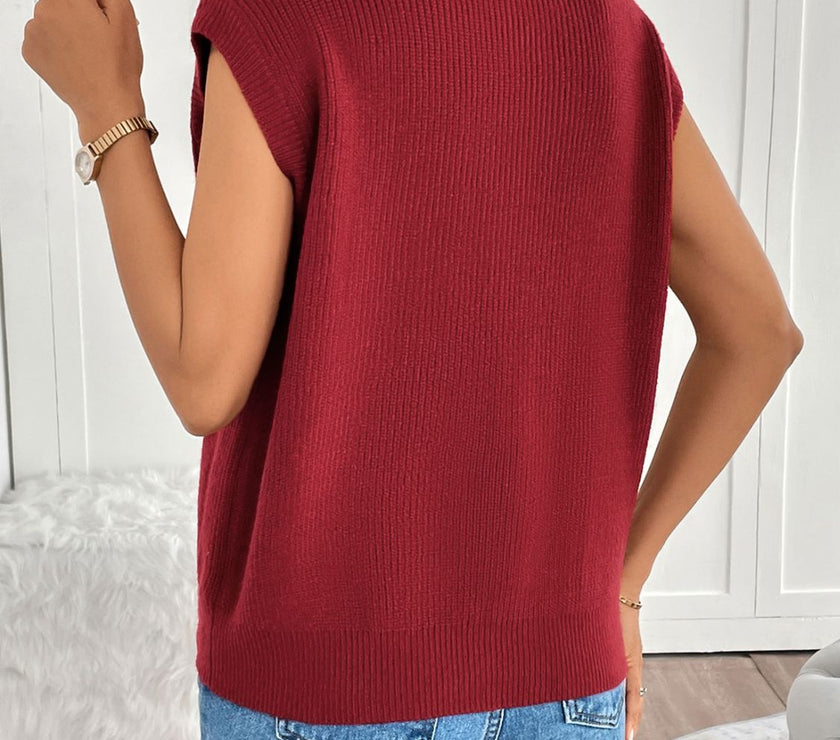 Perfee Pocketed Round Neck Cap Sleeve Cardigan