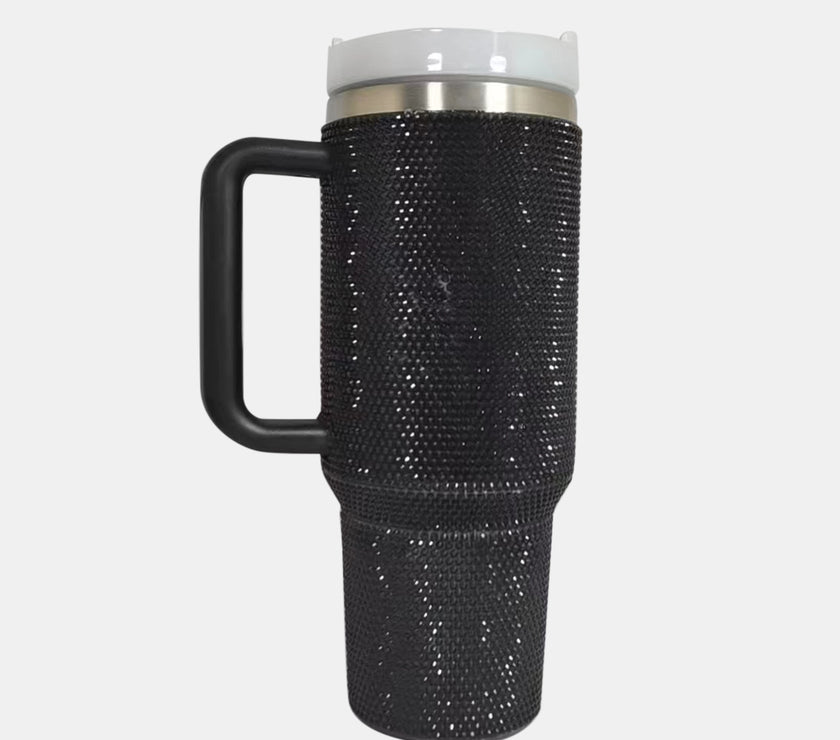 Rhinestone Stainless Steel Tumbler with Straw