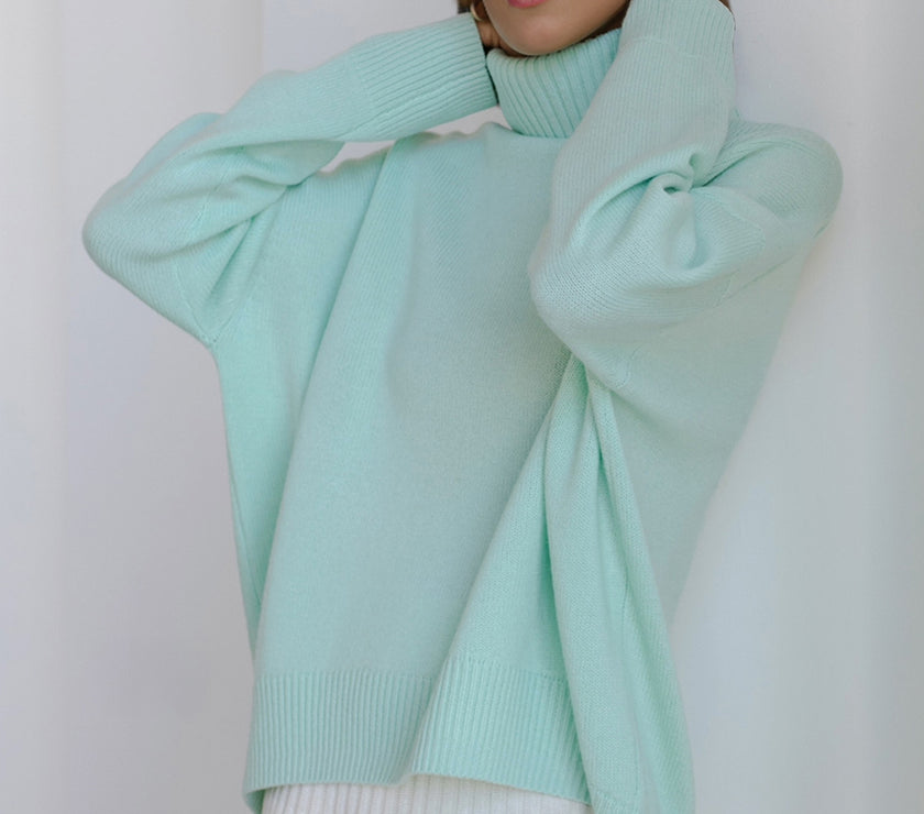 Basic Bae Turtleneck Dropped Shoulder Long Sleeve Sweater