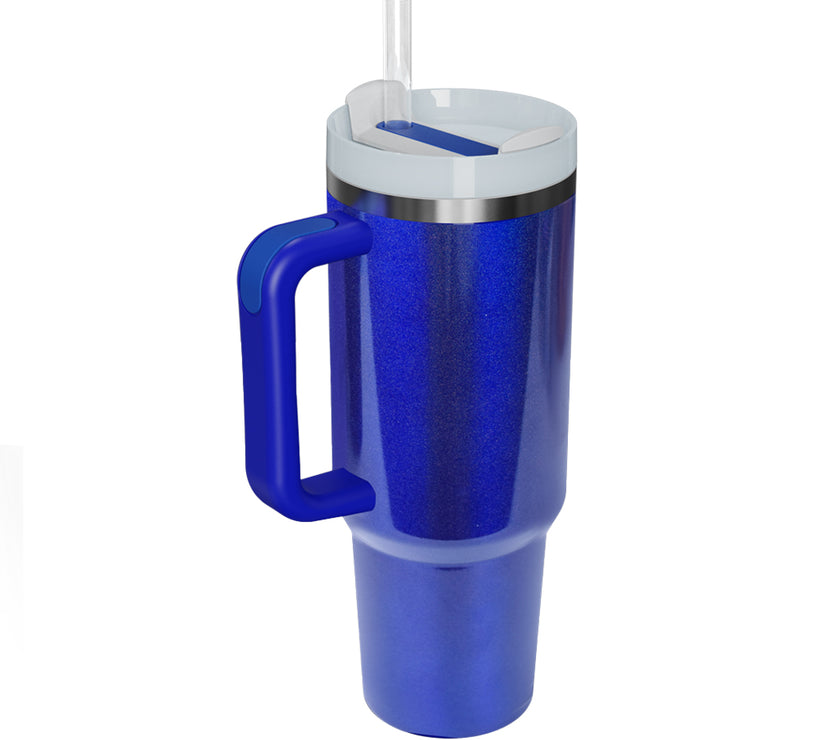 Stainless Steel Tumbler with Handle and Straw