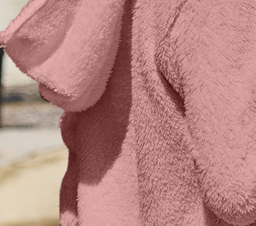 Full Size Teddy Hooded Jacket with Pockets