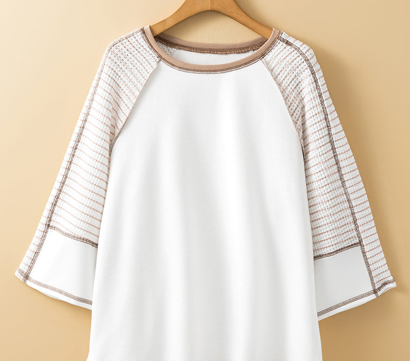 Striped Round Neck Raglan Sleeve Top