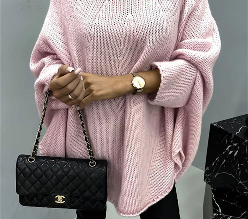 Round Neck Batwing Sleeve Sweater