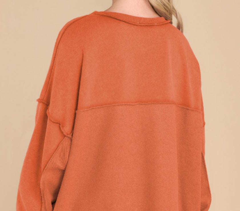 Exposed Seam Long Sleeve Sweatshirt