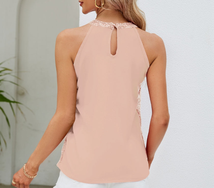 Sequin Grecian Neck Tank
