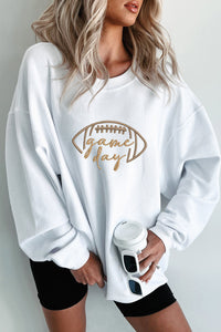 Apricot Football Graphic Drop Shoulder Game Day Corded Sweatshirt