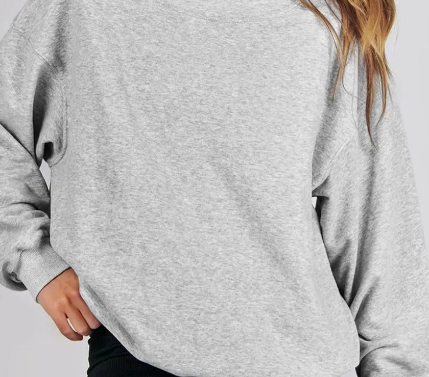 Mock Neck Drop Shoulder Long Sleeve Sweatshirt
