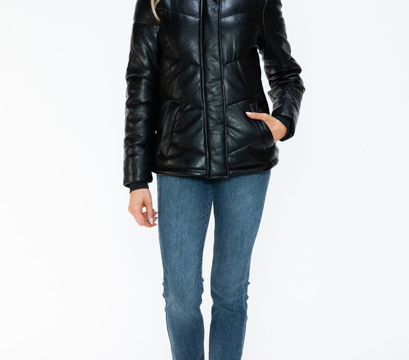 Snobbish Pocketed Zip Up Turtleneck Puffer Jacket