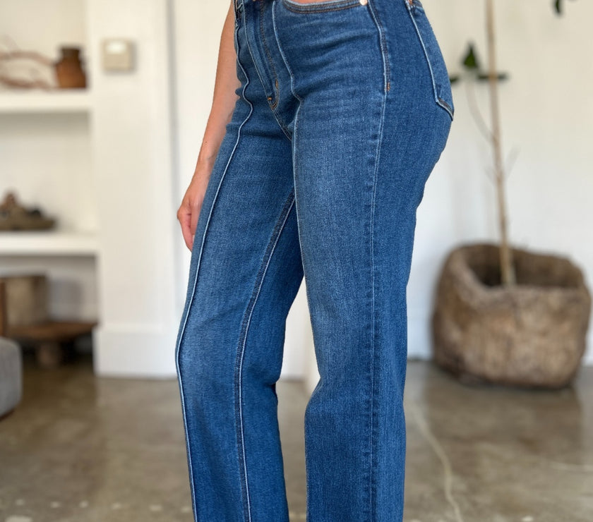 Judy Blue Full Size High Waist Front Seam Detail Straight Jeans