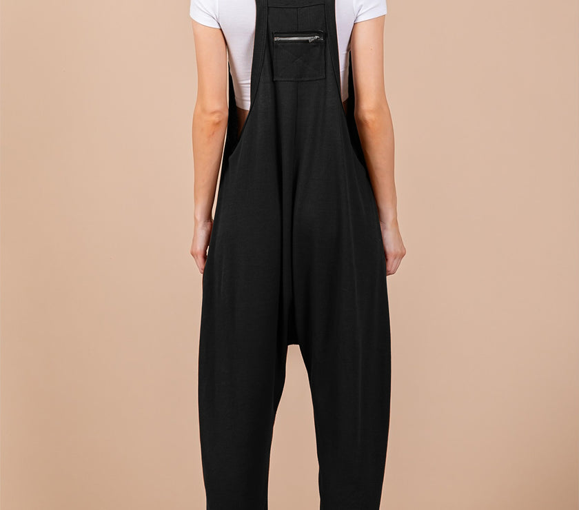 Oh Full Size V-Neck Wide Strap Overalls with Pockets
