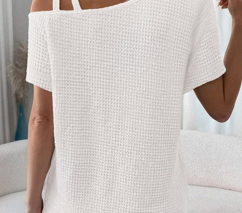 Asymmetrical Neck Short Sleeve T-Shirt